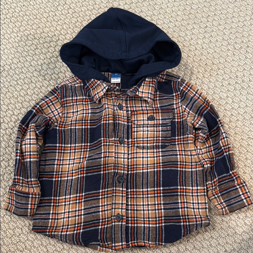Old Navy Blue and Tan Button Down Shirt